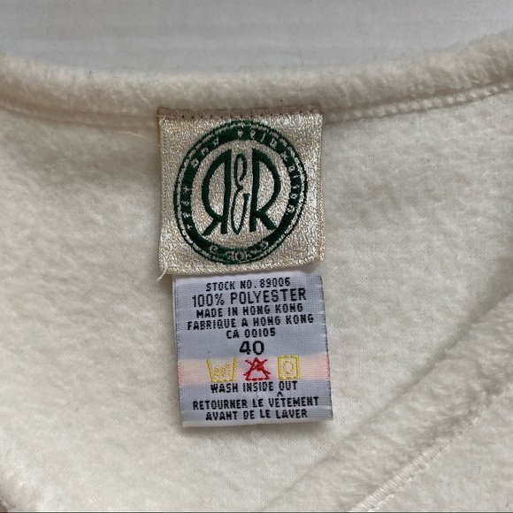 R&R vintage women’s lightweight fleece button cardigan embroidered skiers - L - Picture 5 of 12